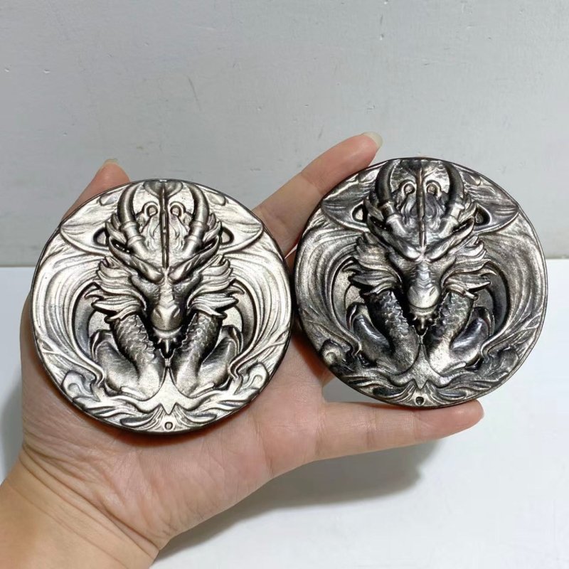 Silver Sheen Obsidian Dragon Head Carving Wholesale -Wholesale Crystals