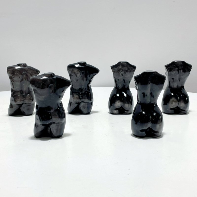 Silver Sheen Obsidian Men And Women Model Body Goddess Carving Wholesale - Wholesale Crystals