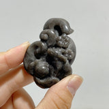 Silver Sheen Obsidian Nine-tailed Fox Carving Wholesale -Wholesale Crystals