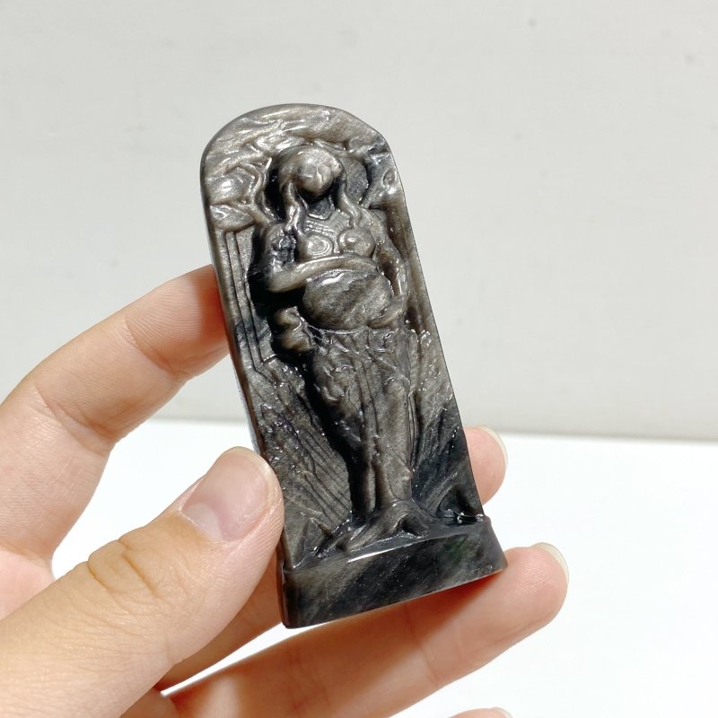 Silver Sheen Obsidian Pregnant Woman Carving Wholesale -Wholesale Crystals