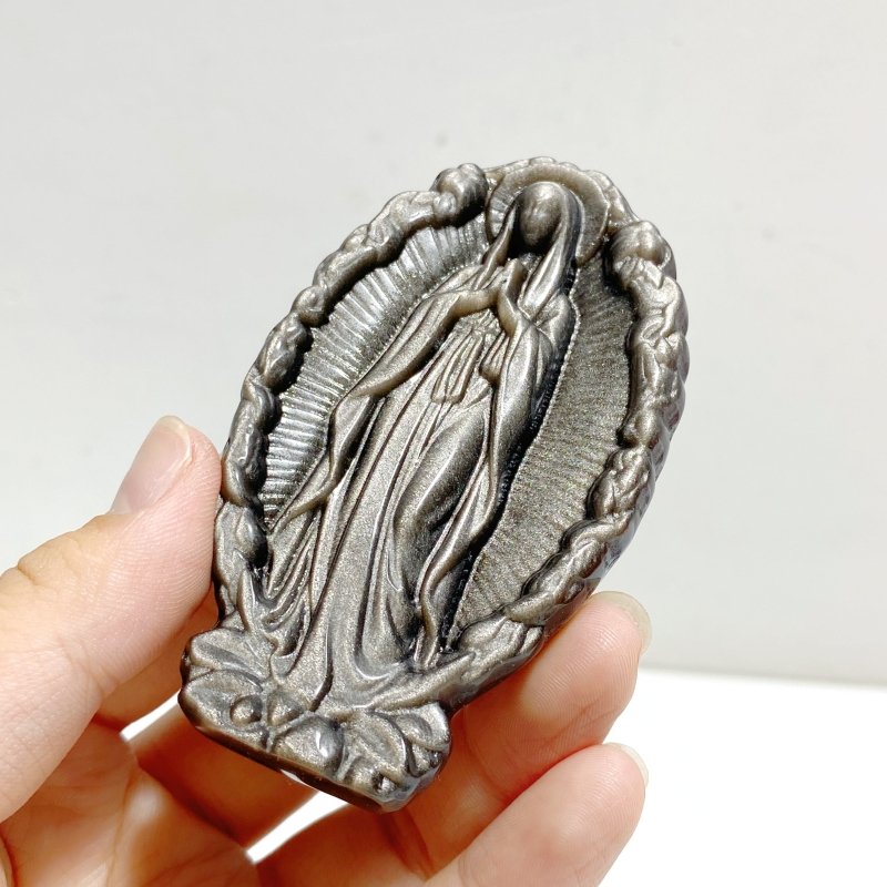 Silver Sheen Obsidian Virgin Mary Carving Wholesale -Wholesale Crystals