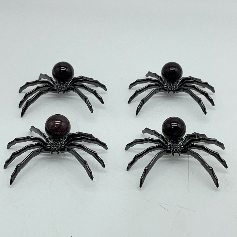 Six Star Line Garnet Crystal Sphere Spider Ornament Handmade Alloy Spider Wholesale -Wholesale Crystals