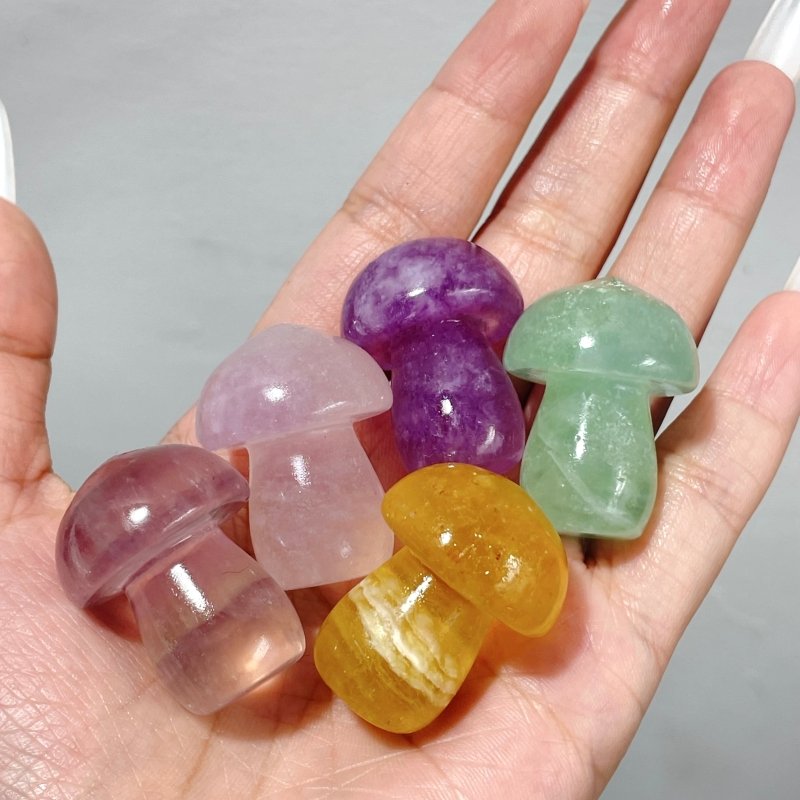 Small Colorful Fluorite Mushroom Carving Wholesale - Wholesale Crystals