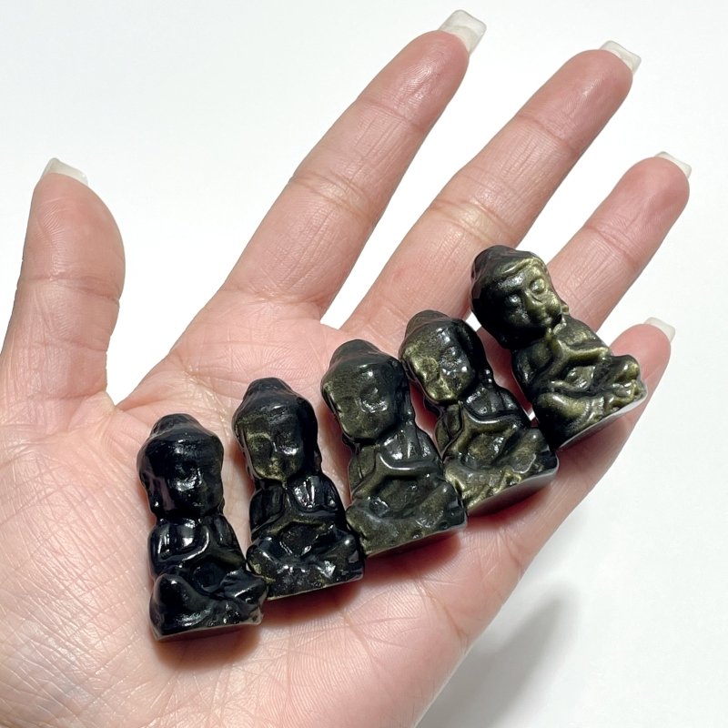 Small Gold Sheen Obsidian Buddha Carving Wholesale - Wholesale Crystals