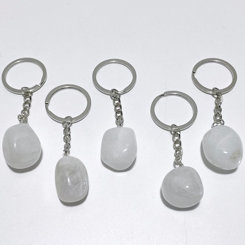 Sri Lanka White Moonstone Tumbled Keychain Wholesale - Wholesale Crystals