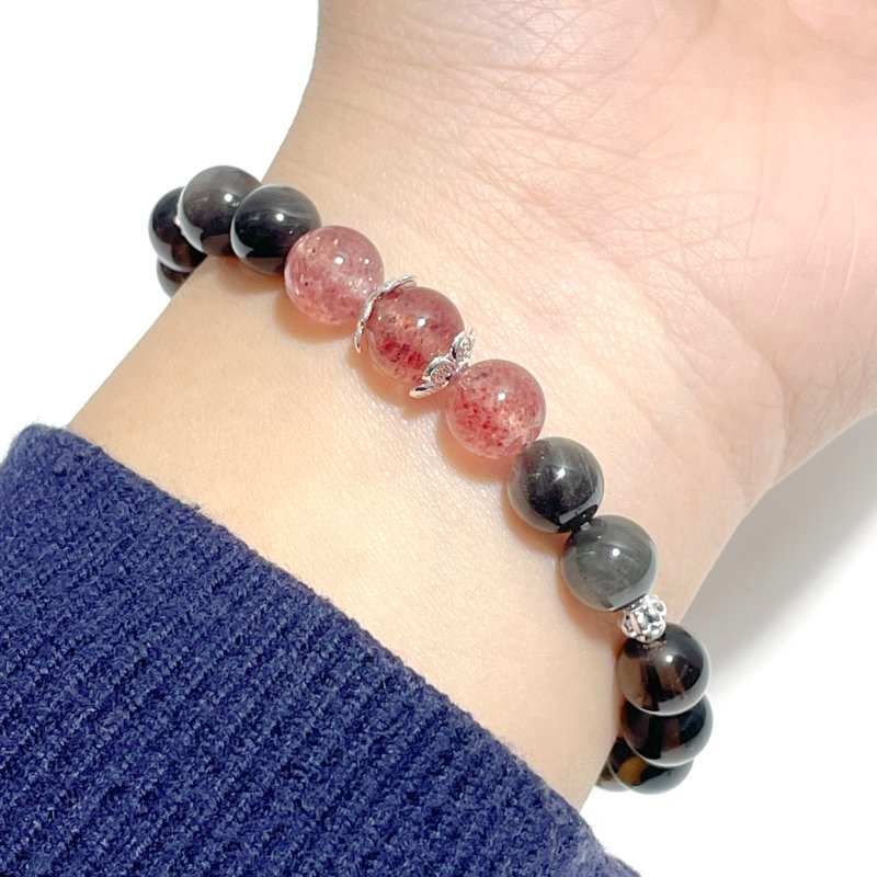 Strawberry Quartz Smoky Quartz Silver Sheen Obsidian DIY Bracelet Wholesale Original Design - Wholesale Crystals