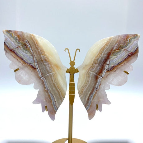 Stripe Agate Butterfly Wing Carving With Stand - Wholesale Crystals
