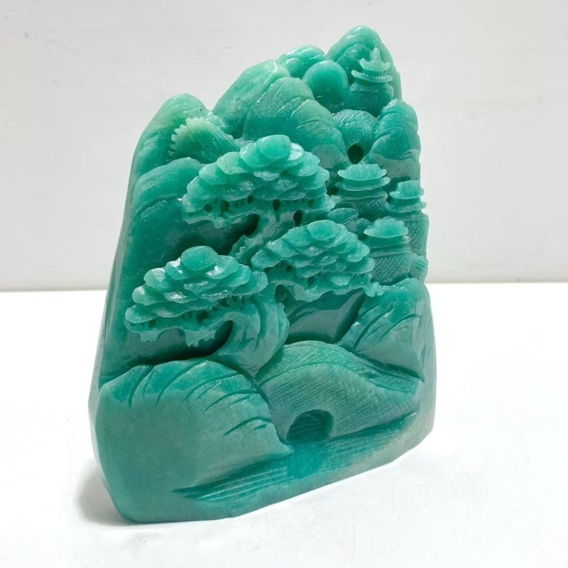 Unique Amazonite Landscape Pavilion Carving 8 - Wholesale Crystals