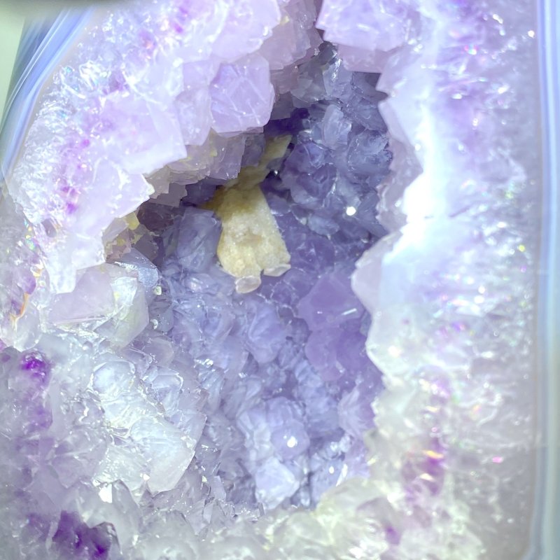 Unique Amethyst Mixed Geode Agate Calcite Dinosaur Egg Shape With Stand - Wholesale Crystals