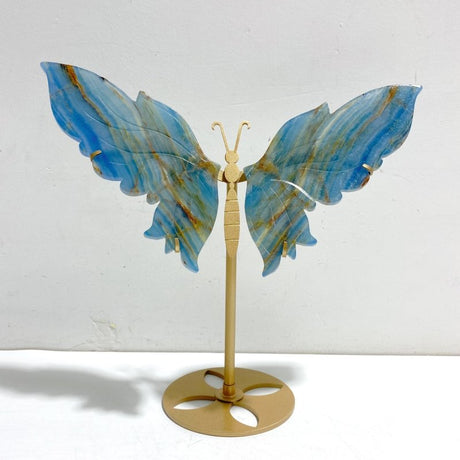 Unique Blue Onyx Butterfly Wing Carving With Stand - Wholesale Crystals