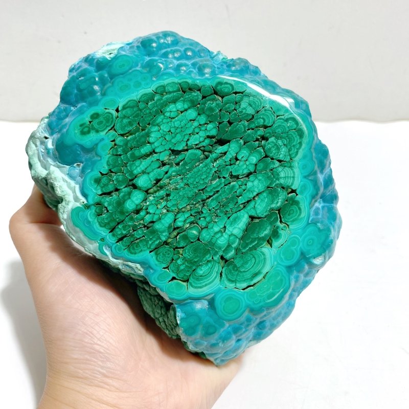 Unique Chrysocolla Mixed Malachite Specimen Raw Bottom With Stand -Wholesale Crystals