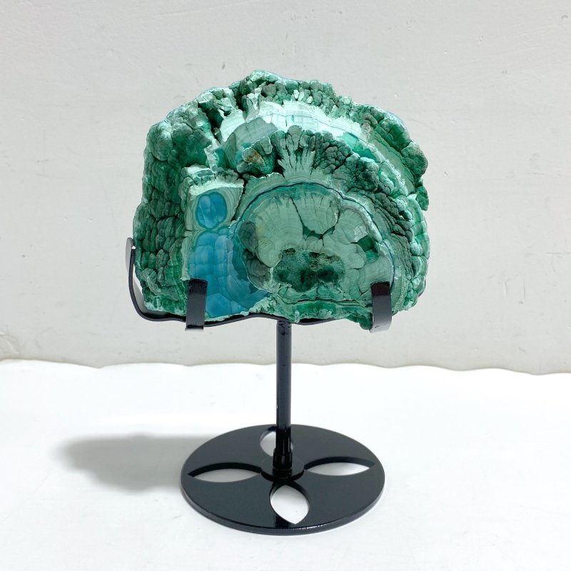 Unique Chrysocolla Mixed Malachite Specimen Raw Bottom With Stand -Wholesale Crystals