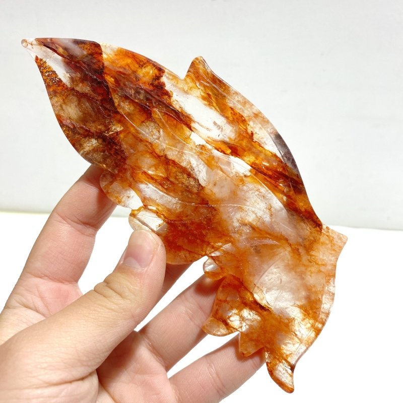Unique Fire Quartz Butterfly Wing Carving With Stand - Wholesale Crystals