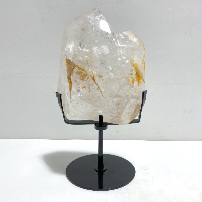 Unique Fire Quartz Dentritic Quartz Double Point With Rainbow With Stand - Wholesale Crystals