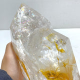 Unique Fire Quartz Dentritic Quartz Double Point With Rainbow With Stand - Wholesale Crystals