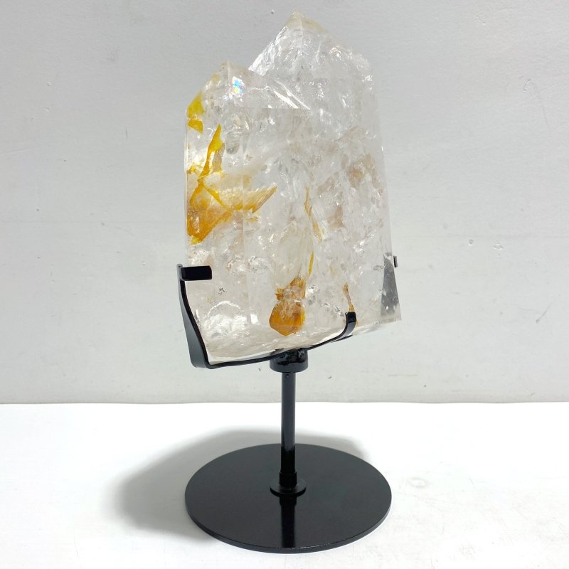 Unique Fire Quartz Dentritic Quartz Double Point With Rainbow With Stand - Wholesale Crystals