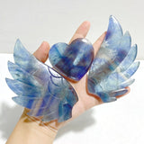 Unique Fluorite Heart Wing Carving With Stand - Wholesale Crystals