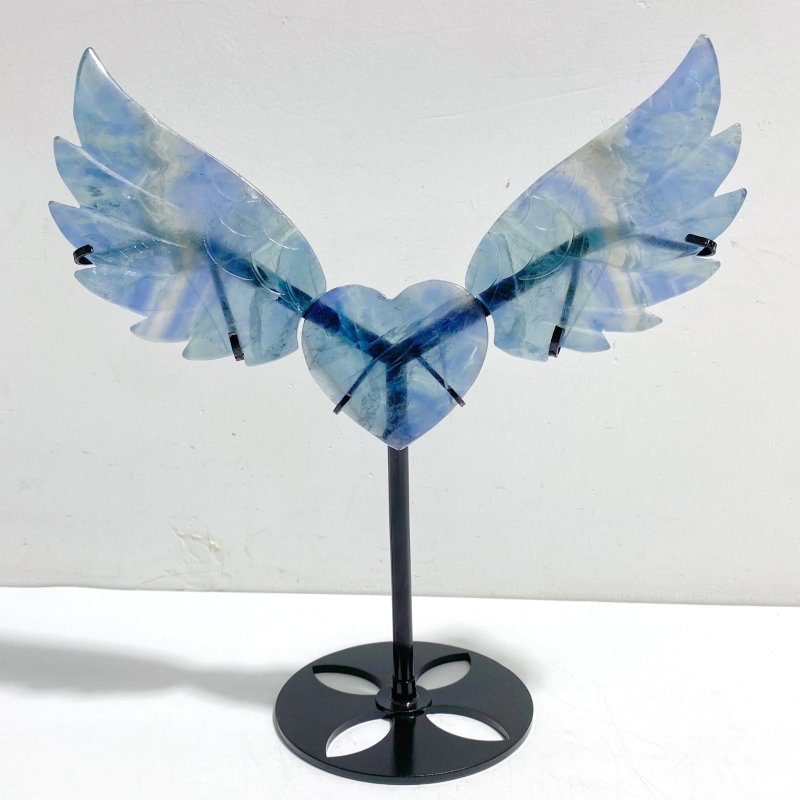 Unique Fluorite Heart Wing Carving With Stand - Wholesale Crystals