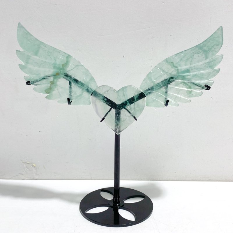 Unique Fluorite Heart Wing Carving With Stand - Wholesale Crystals