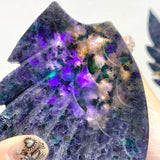 Unique Fluorite Mixed Blue Apatite Heart Wing Carving With Stand -Wholesale Crystals