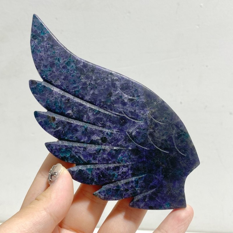 Unique Fluorite Mixed Blue Apatite Heart Wing Carving With Stand -Wholesale Crystals