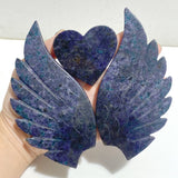 Unique Fluorite Mixed Blue Apatite Heart Wing Carving With Stand -Wholesale Crystals