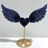 Unique Fluorite Mixed Blue Apatite Heart Wing Carving With Stand -Wholesale Crystals