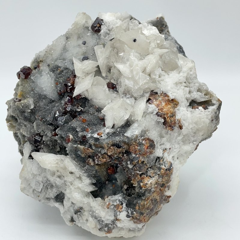 Unique Garnet Mixed White Calcite Specimen -Wholesale Crystals