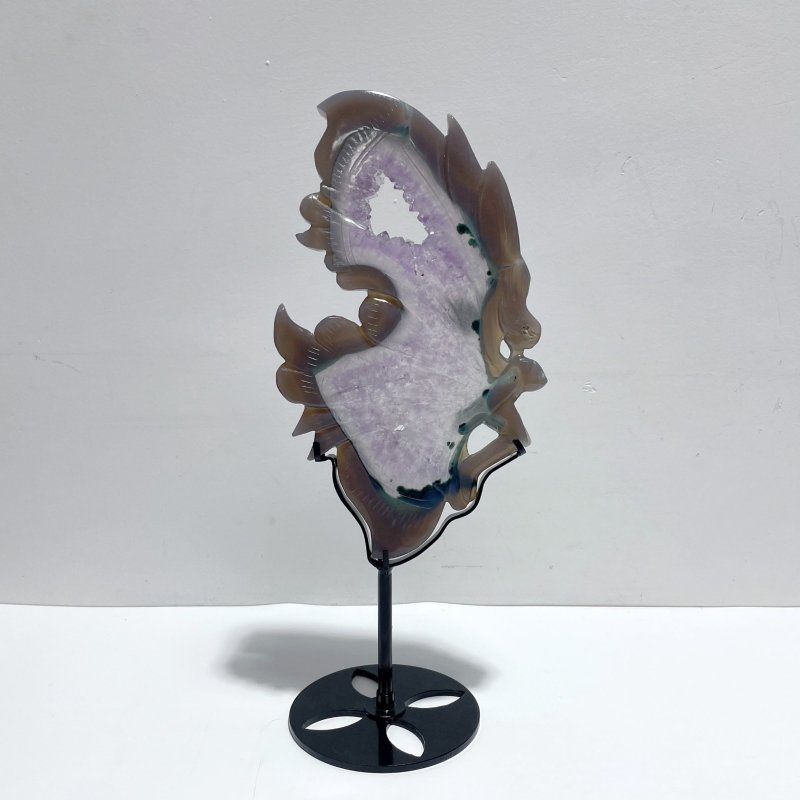 Unique Geode Druzy Agate Butterfly Fairy Carving With Stand - Wholesale Crystals