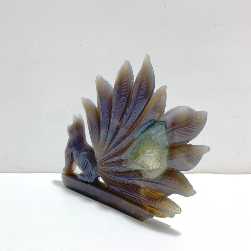 Unique Geode Druzy Agate Nine - tailed Fox Carving 2 - Wholesale Crystals
