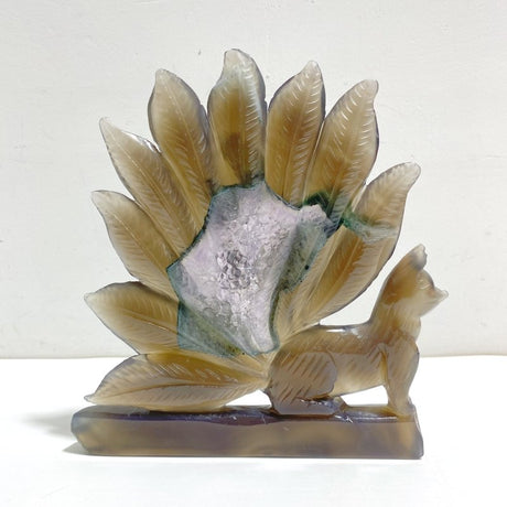Unique Geode Druzy Agate Nine - tailed Fox Carving 3 - Wholesale Crystals