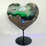 Unique Geode Druzy Volcano Agate Heart Carving With Stand(UV - Reactive) 3 - Wholesale Crystals