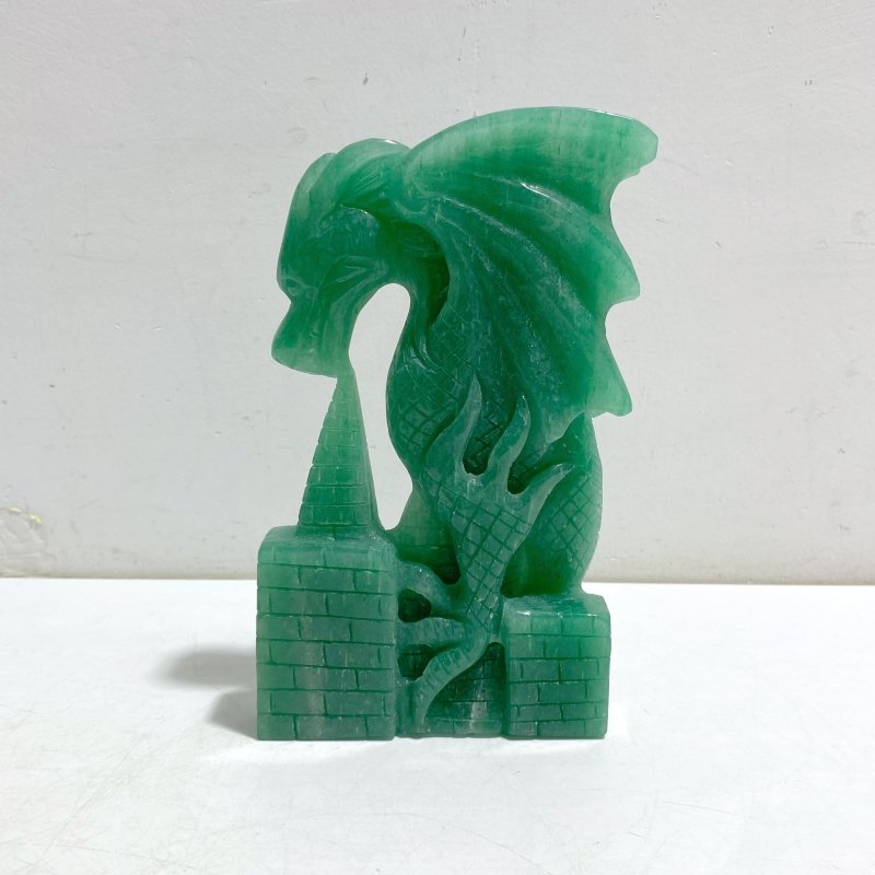 Unique Green Aventurine Flying Dragon Castle Carving 2 -Wholesale Crystals