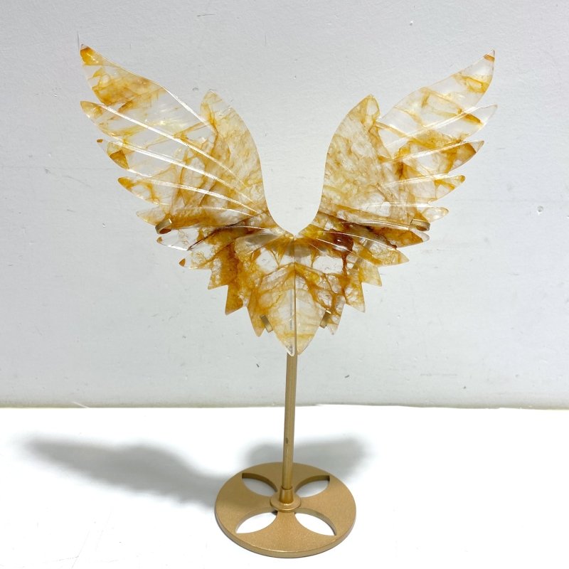 Unique Hematoid Quartz Golden Fire Quartz Butterfly Wing Carving With Stand - Wholesale Crystals