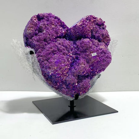 Unique Large Aura Purple Quartz Cluster Heart With Stand 2 - Wholesale Crystals