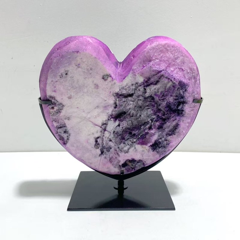 Unique Large Aura Purple Quartz Cluster Heart With Stand 5 - Wholesale Crystals