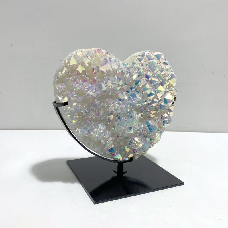 Unique Large Aura Quartz Cluster Heart With Stand 7 - Wholesale Crystals