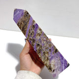 Unique Large Charoite Four - sided Tower For Collection A03 - Wholesale Crystals