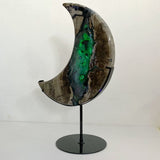 Unique Large Geode Druzy Volcano Agate Moon Carving With Stand(UV - Reactive) 3 - Wholesale Crystals