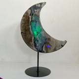Unique Large Geode Druzy Volcano Agate Moon Carving With Stand(UV - Reactive) 3 - Wholesale Crystals