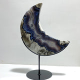 Unique Large Geode Druzy Volcano Agate Moon Carving With Stand(UV - Reactive) 5 - Wholesale Crystals