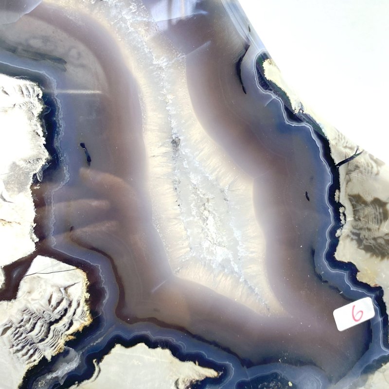 Unique Large Geode Druzy Volcano Agate Moon Carving With Stand(UV - Reactive) 6 - Wholesale Crystals