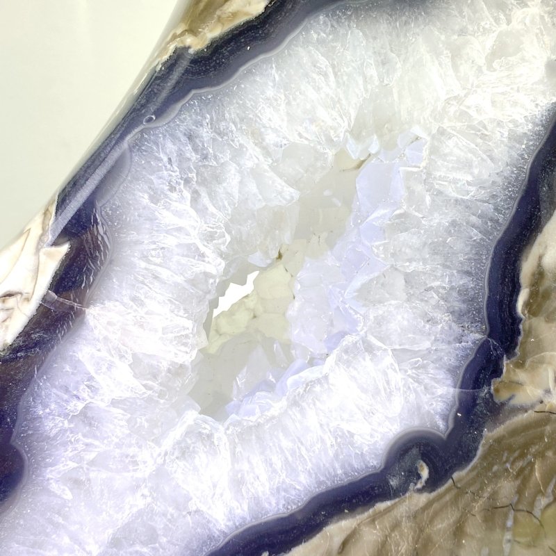 Unique Large Geode Druzy Volcano Agate Moon Carving With Stand(UV - Reactive) 7 - Wholesale Crystals