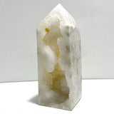 Unique Large Geode Druzy White Moss Agate Four - sided Point - Wholesale Crystals