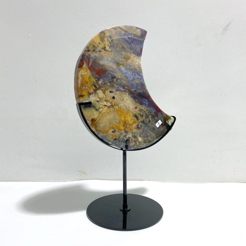Unique Large Ocean Jasper Moon Carving With Stand - Wholesale Crystals