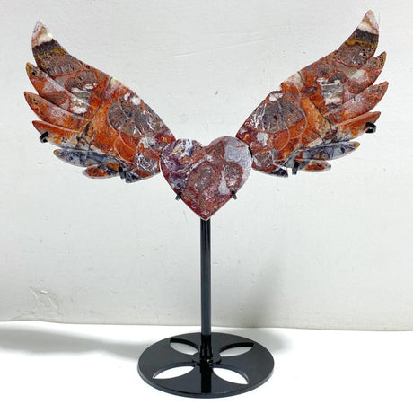 Unique Morocco Agate Heart Wing Carving With Stand -Wholesale Crystals