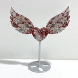 Unique Morocco Agate Heart Wing Carving With Stand - Wholesale Crystals