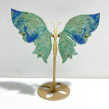 Unique Phoenix Pine Stone Butterfly Wing Carving With Stand - Wholesale Crystals