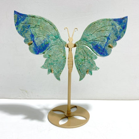 Unique Phoenix Pine Stone Butterfly Wing Carving With Stand - Wholesale Crystals
