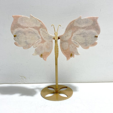 Unique Pink Agate Butterfly Wing Carving With Stand - Wholesale Crystals